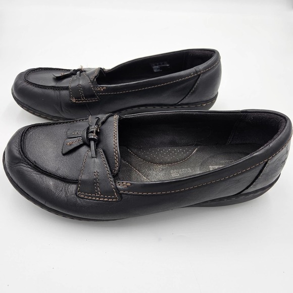 Clarks Collection Soft Cushion Black Ashland Bubble Loafer Wedge Heel Size 8 - Picture 7 of 11